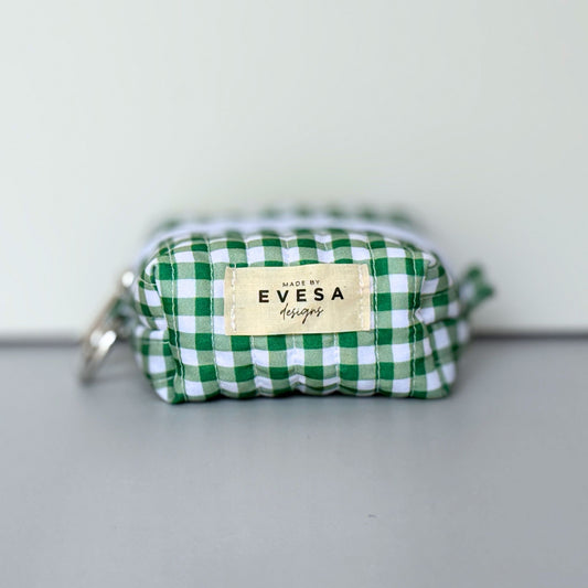 Green Gingham Keychain Coin Pouch