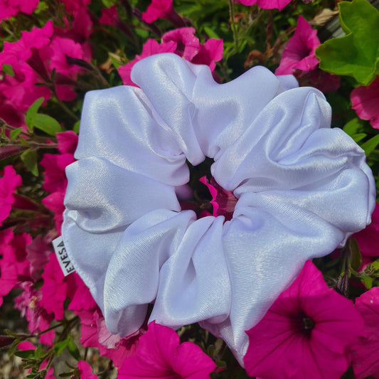 White Satin Scrunchie