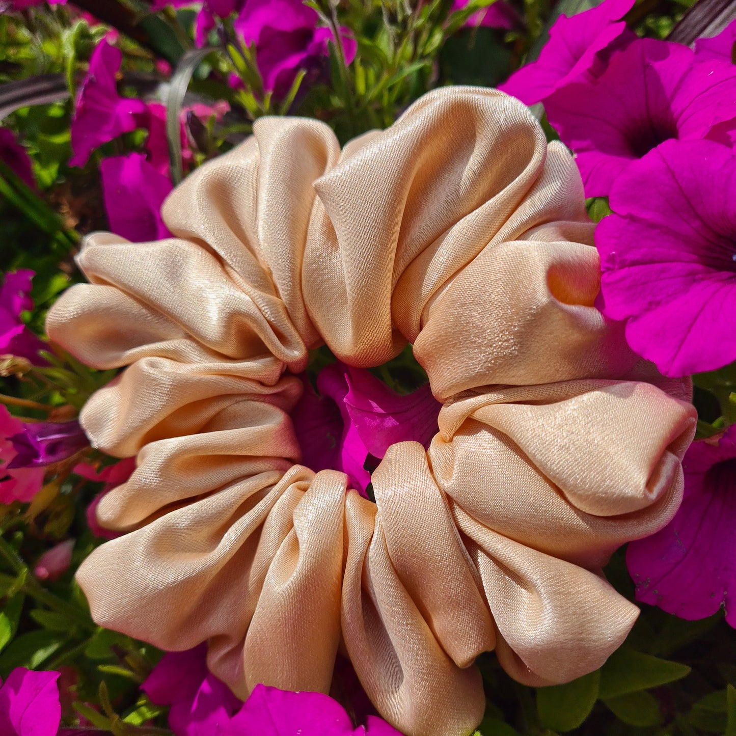 Beige Satin Scrunchie
