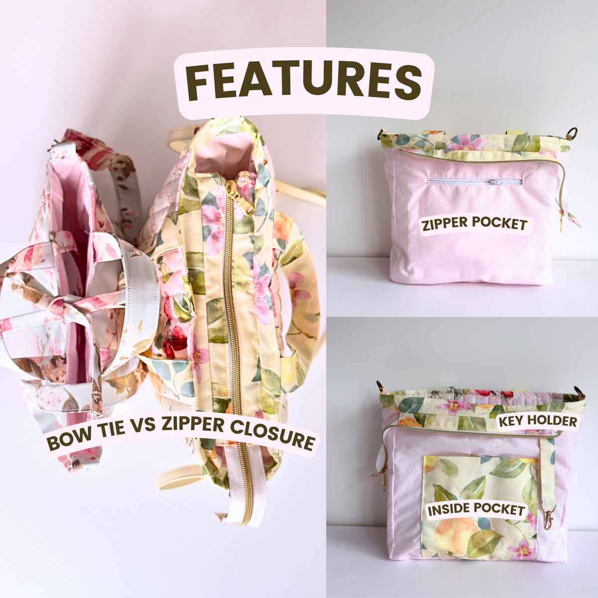 MINI Tote Bag PDF Pattern 2 sizes - Instant Download Pattern with Instructions