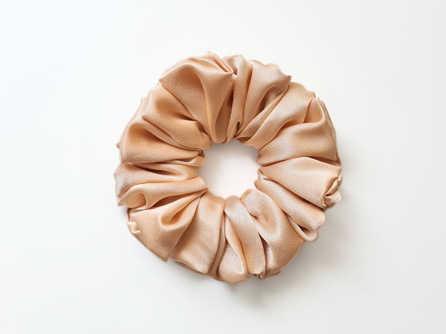 Beige Satin Scrunchie