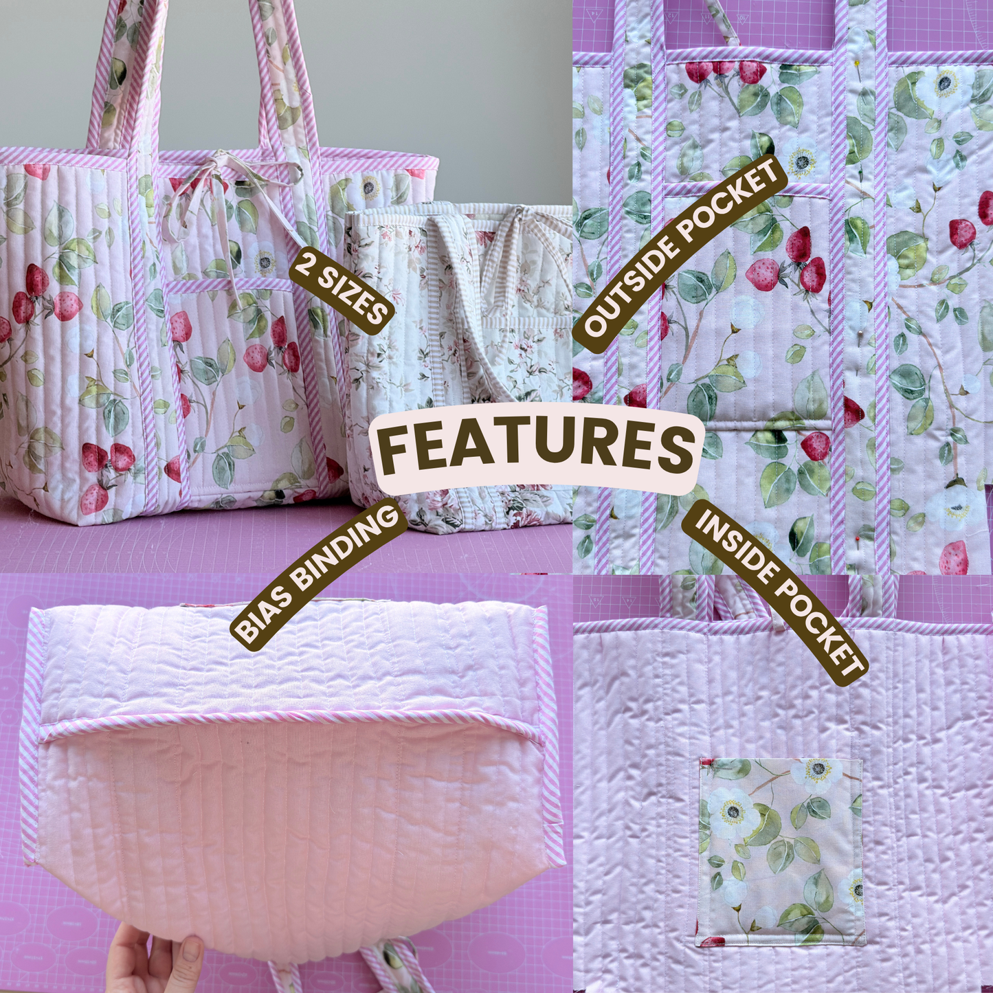 Tote Bag PDF Pattern 2 sizes - Instant Download Pattern with Instructions