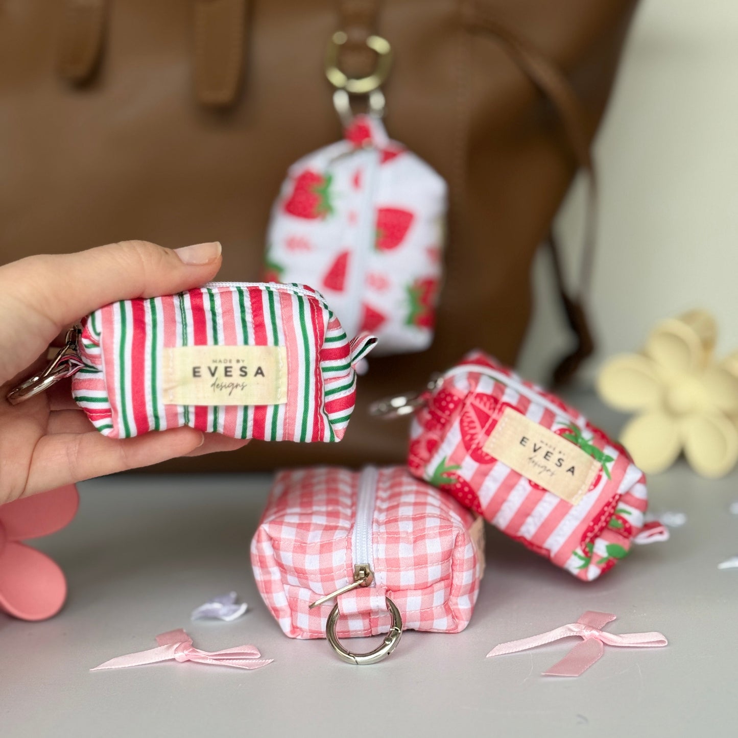 Candy Cane Keychain Coin Pouch