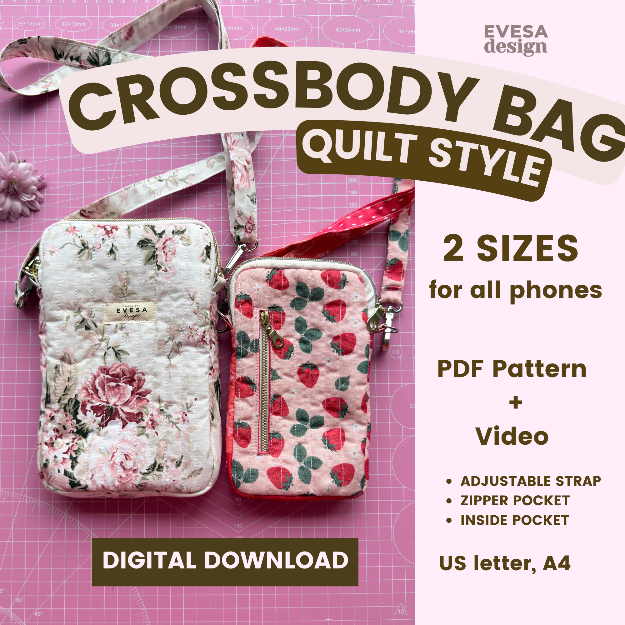 Crossbody Bag PDF Pattern - Downloadable Pattern with Instructions ...