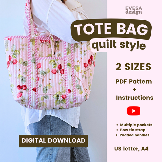 Tote Bag PDF Pattern 2 sizes - Instant Download Pattern with Instructions