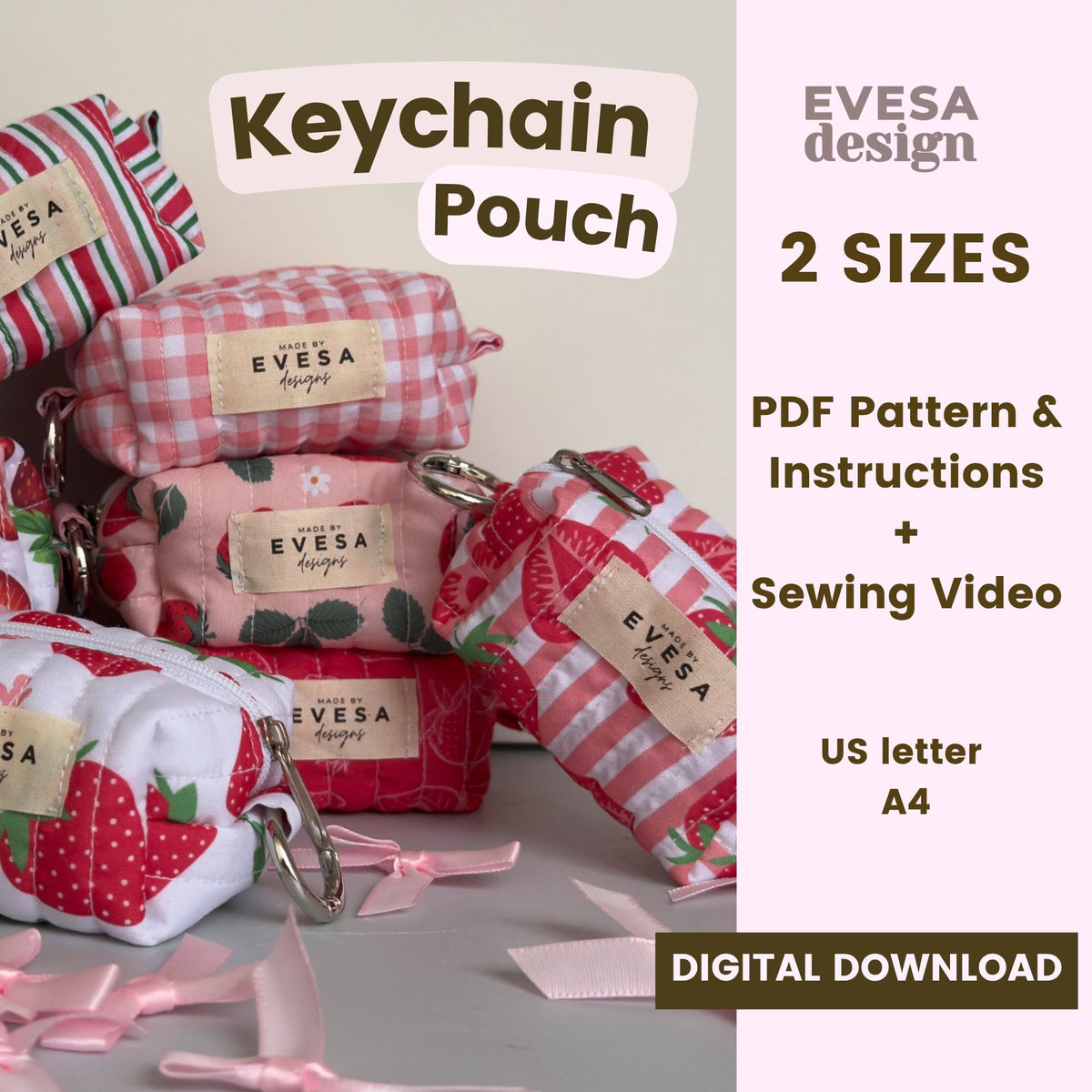 Keychain Pouch PDF Pattern - Downloadable Pattern with Instructions ...