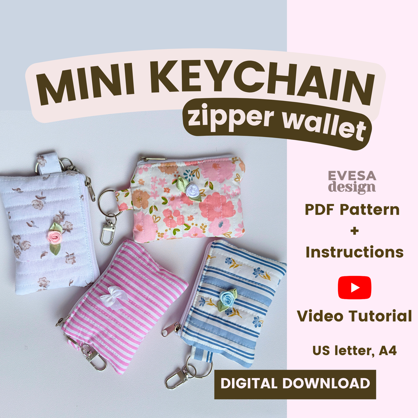 MINI Keychain Wallet PDF Pattern - Downloadable Pattern with Instructions